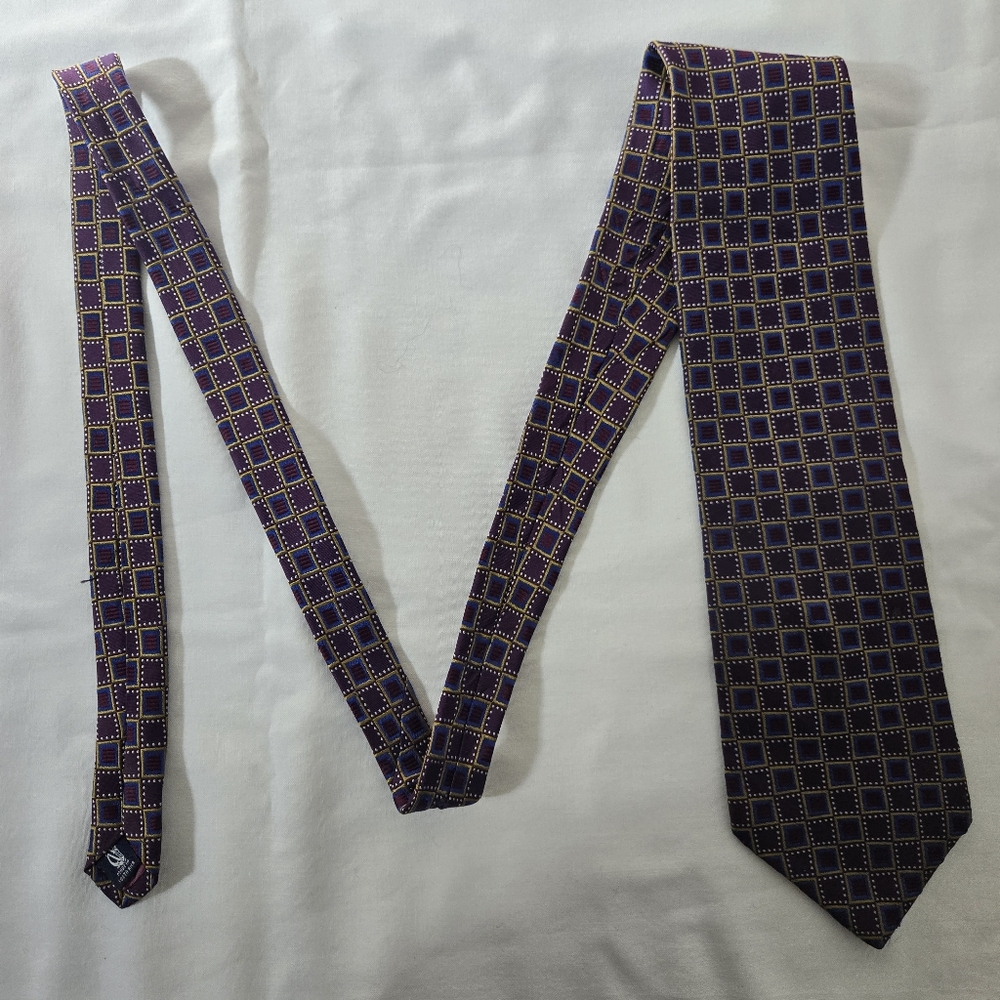 Purple Multicolor Checkered Tie
